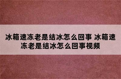 冰箱速冻老是结冰怎么回事 冰箱速冻老是结冰怎么回事视频